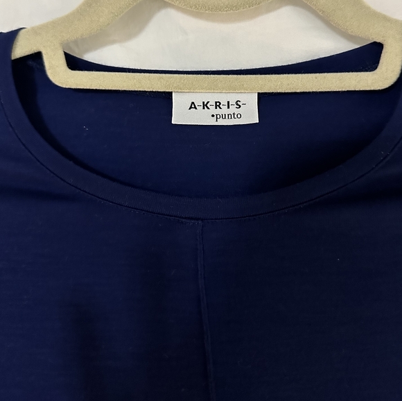 A-K-R-I-S PUNTO size 6 blue color long sleeve round neck women's blouse - Picture 4 of 12